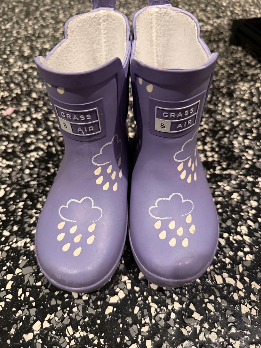 Kids' Purple Rain Boots with Cloud Print